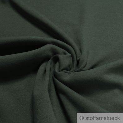 Stoff Baumwolle Polyester Elastan Alpen Sweat Jersey oliv flauschig weich
