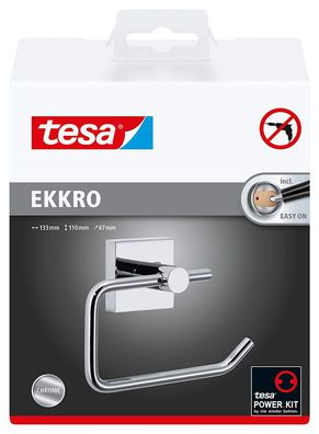Tesa ekkro Toilettenpapierhalter (NICHT BOHREN, hochglanzverchromt, inkl. Klebelös...