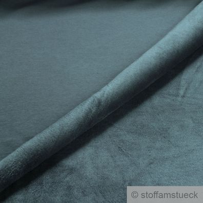0,5 Meter Stoff Baumwolle Polyester Elastan Alpen Sweat Jersey grau flauschig