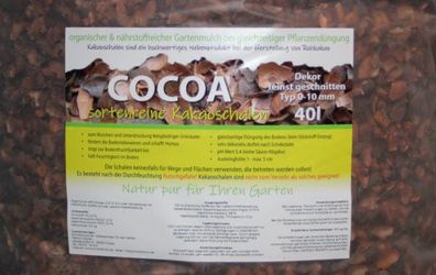 Kakaoschalen als Dünger und Bodenhilfstoff für Pflanzen und Garten Decor 40l Beutel