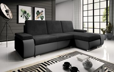 FURNIX Ecksofa Couch ausziehbar mit Schlaffunktion Bettkasten Lortsie MA1100KR07