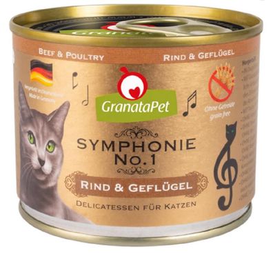 GranataPet ¦ Symphonie Nr° 1 - Rind & Geflügel - 6 x 200g ¦ nasses Katzenfutter ...