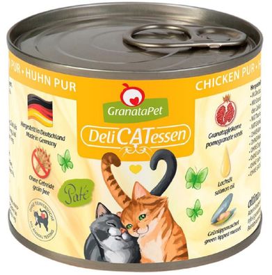 GranataPet ¦ DeliCatessen - Huhn PUR - 6 x 200g ¦ nasses Katzenfutter in Dosen