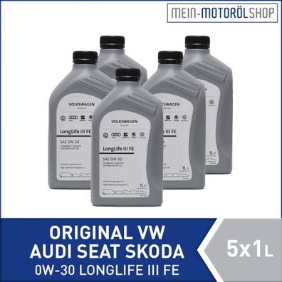 Original VW Audi Seat Skoda 0W-30 Longlife FE 3 5x1 Liter