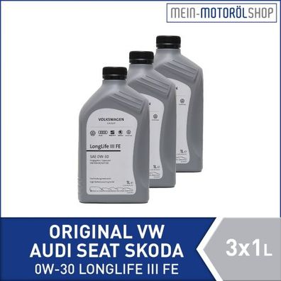 Original VW Audi Seat Skoda 0W-30 Longlife FE 3 3x1 Liter