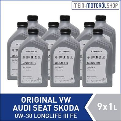 Original VW Audi Seat Skoda 0W-30 Longlife FE 3 9x1 Liter