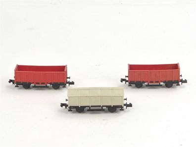 E221 Arnold N 3x Güterwagen Hochbordwagen Klappdeckelwagen