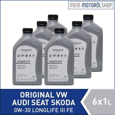Original VW Audi Seat Skoda 0W-30 Longlife FE 3 6x1 Liter