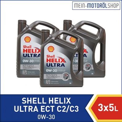 Shell Helix Ultra ECT C2 C3 0W-30 3x5 Liter