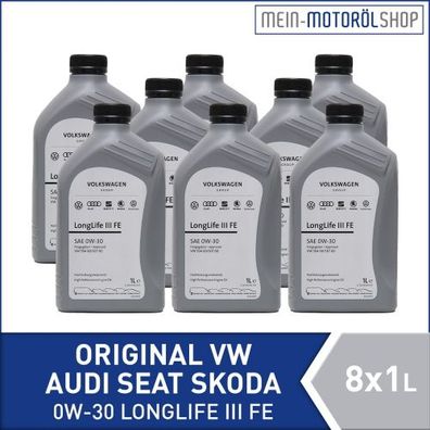 Original VW Audi Seat Skoda 0W-30 Longlife FE 3 8x1 Liter