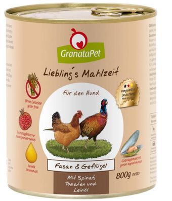 GranataPet | Liebling's Mahlzeit - Fasan & Geflügel mit Spinat, Tomaten & Leinöl ...