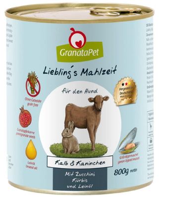 GranataPet ¦ Liebling's Mahlzeit - Kalb & Kaninchen mit Zucchini, Kürbis & Leinöl ...