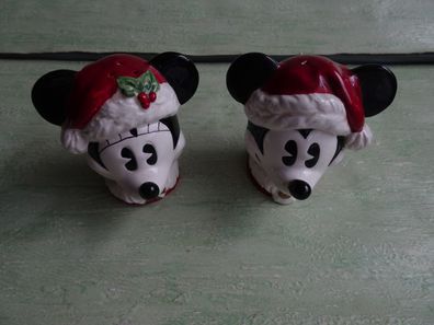 Keramik Salz & Pfeffer Streuer Disney Micky Maus Weihnachten Enesco