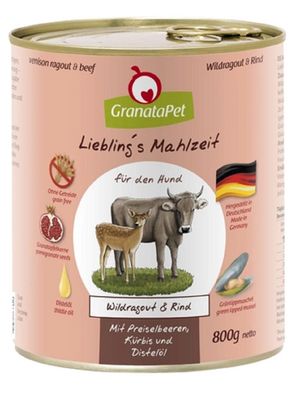 GranataPet ¦ Liebling's Mahlzeit - Wildragout & Rind mit Preiselbeeren, Kürbis & ...