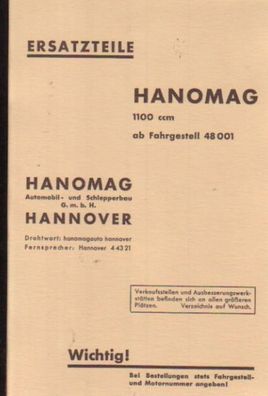 Eratzteile-Liste Hanomag 1100