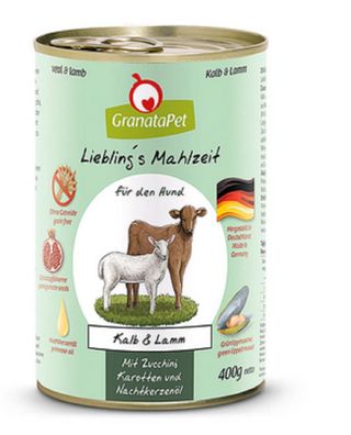 GranataPet ¦ Liebling's Mahlzeit - Kalb & Lamm mit Zucchini, Karotten & Nachtkerze...