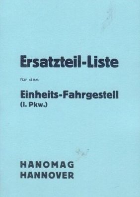 Eratzteile-Liste Hanomag für Leichte PKW, s WH-NR D.662/2, Oldtimer