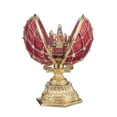 Faberge Ei mit Kirche des Erlösers auf Blut 6,5 cm rot