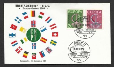 FDC BRD Europamarken 1966 24.9.1966