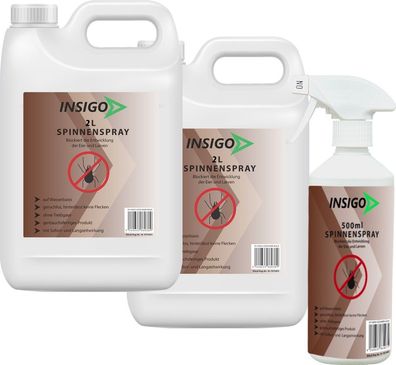 INSIGO 2x2L + 500ml Spinnenspray Mittel Schutz Abwehr Vernichter gegen Spinnen frei