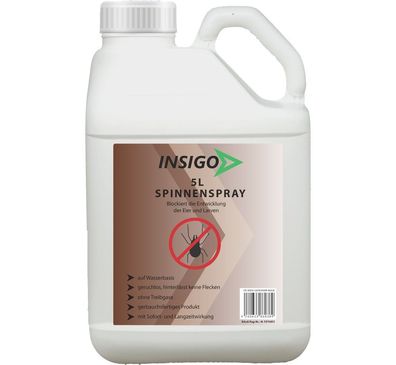 INSIGO 5L Anti Spinnenspray Mittel Schutz Abwehr Vernichter gegen Spinnen frei Ex