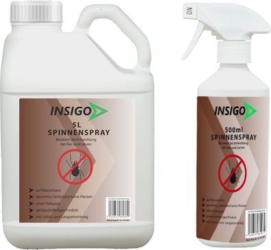 INSIGO 5L + 500ml Anti Spinnenspray Mittel Schutz Abwehr Vernichter gegen Spinnen