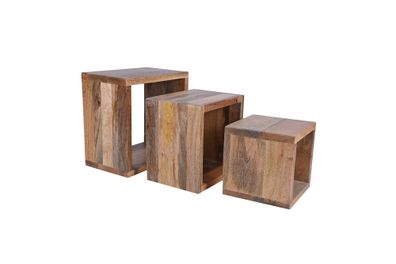 byLIVING WALKER Dreisatztisch, 3 Größen ineinander stellbar, aus Mangoholz natur