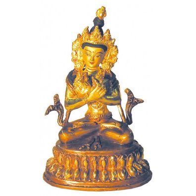 Vajrasattva Kupfer vergoldet H: 10 cm Buddha-Figur Nepal-Handwerk