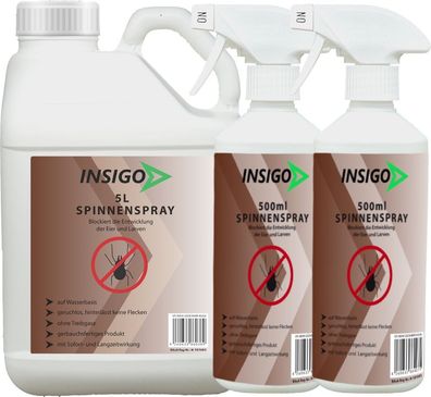 INSIGO 5L + 2x500ml Spinnenspray Mittel Schutz Abwehr Vernichter gegen Spinnen frei