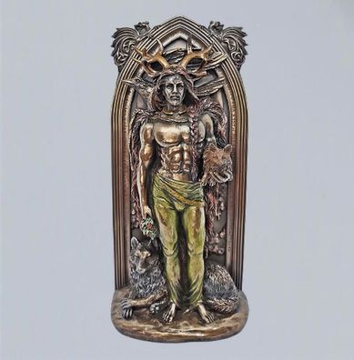 Druiden Figur Wächter DES WALDES Polyresin bronziert 27 cm keltisch Runen