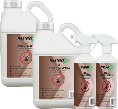 INSIGO 2x5L + 2x500ml Anti Spinnenspray Mittel Schutz Abwehr Vernichter gegen Spinnen