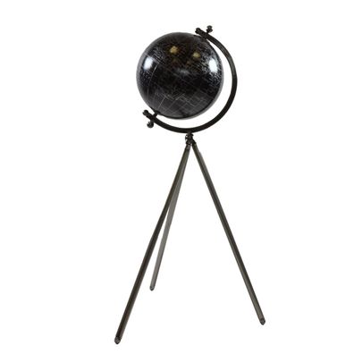 Dekofigur Globus Weltkugel Ø 20 cm auf Metallständern schwarz