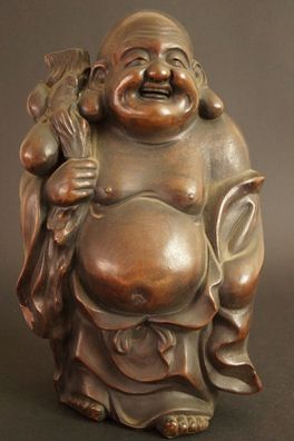 Japanische Hotei Buddha Figur aus Bizen Keramik Statue Figurine 3411