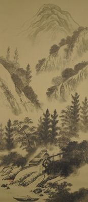 Antikes Japanisches Rollbild Kakejiku Landschaft Japan Scroll 3461