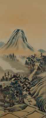 Antikes Japanisches Rollbild Kakejiku Landschaft Japan Scroll 3466
