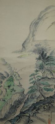 Antikes Japanisches Rollbild Kakejiku Landschaft Japan Scroll 3538