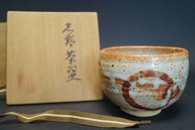 Handgetöpferte Japanische Teeschale Chawan Shino Keramik Japan tea bowl 5270
