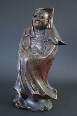 Antike Japanische Bodhidharma Daruma Figur Statue Bizen Keramik Japan Kunst 5320