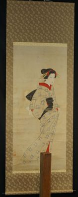 Schönheit im Kimono Japanisches Rollbild Kakejiku Kakemono Japan Scroll 5712
