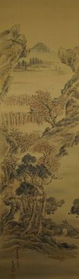 Antikes Japanisches Rollbild Kakejiku Landschaft Japan Scroll 3564
