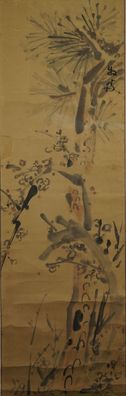 Antikes Japanisches Rollbild Kakejiku Landschaft Japan Scroll 3589