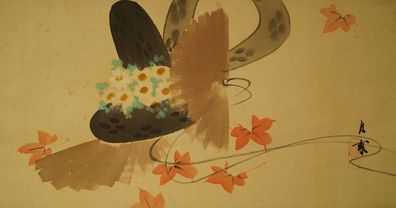 Blumen Japanisches Rollbild Bildrolle Kakemono Gemälde Malerei Kakejiku 5374