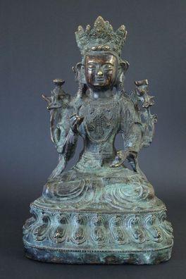 Antike Chinesische Buddha Figur Skulptur Statue Bronze 20er Jahre 5321