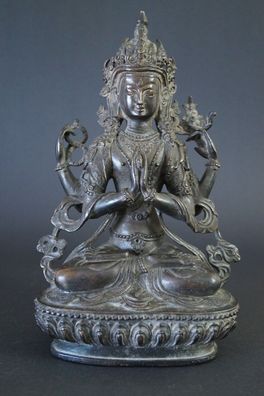 Antike Nepalesische Buddha Figur Statue Skulptur Bronze Kunst Art 5327