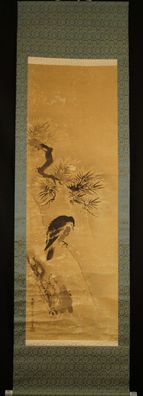Vogel und Kiefer Japanisches Rollbild Kakejiku Kakemono Japan Scroll 5610