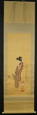 Schönheit im Kimono Japanisches Rollbild Kakejiku Kakemono Japan Scroll 5799