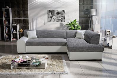 FURNIX Ecksofa Nosmiss mit Schlaffunktion Polstercouch mit Kopfkissen MA120-BE01