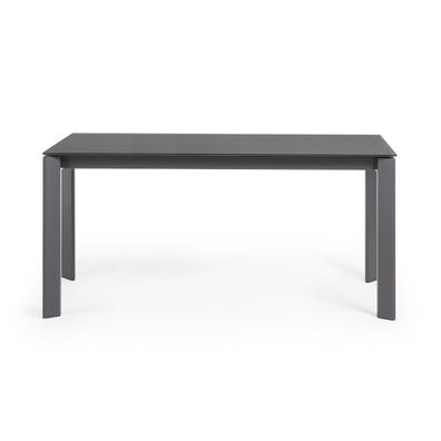 Tisch Axis ausziehbar 160 (220) cm graues Glas und graphit Beine