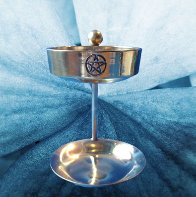 Räucherlampe Pentagramm Siebgefäß Messing H: 10,5 cm D: 5,7 cm Räucherschale