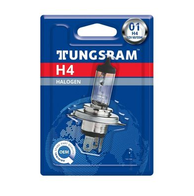 Tungsram H4 12V 60/55W P43t Standard 1St. Blister Lampe